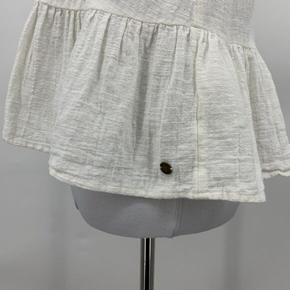 Roxy First and Only Tank Top Womens S White Lightweight Cotton Gauze Peplum Hem - Picture 5 of 13